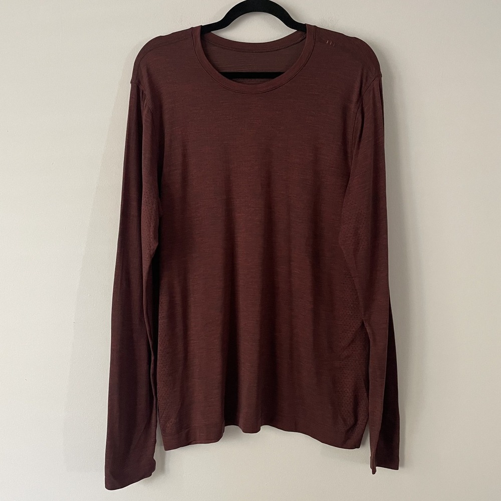 Lululemon Metal Vent Tech Long Sleeve Shirt Maroon Size L Athleisure Active Gym